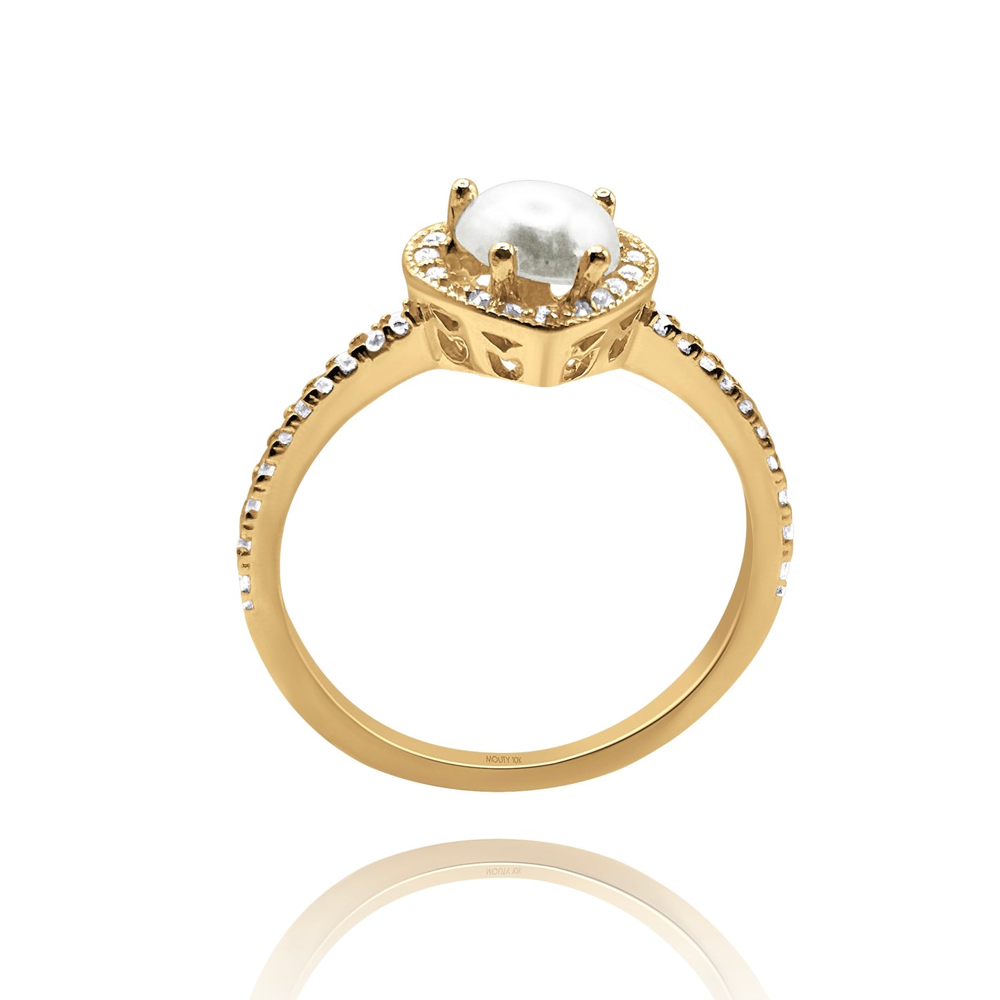 10k yellow gold ring with round zirconia Code: MAN315