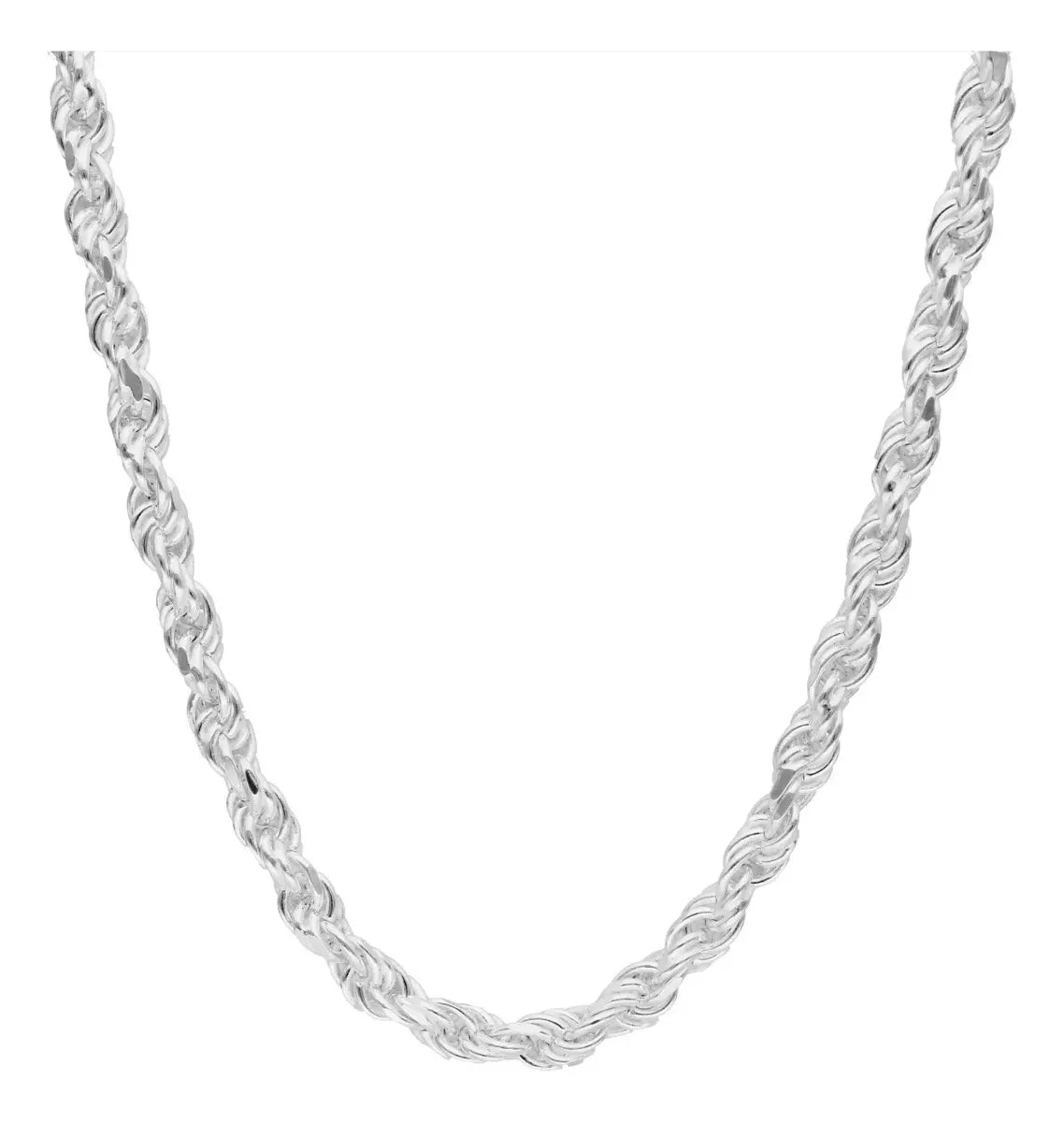 Cadena Unisex Tejido Torsal Grosor de 6mm Solida En Plata