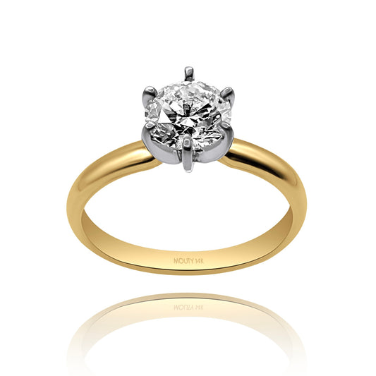 Anillo Amelie en Oro amarillo y oro blanco 14k con diamante de laboratorio 1.0 ct