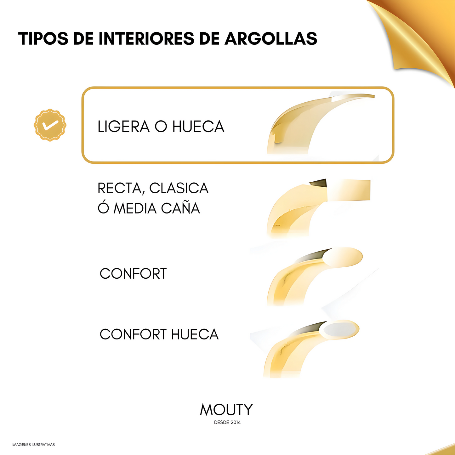 Argolla Ethan 6mm en plata con baño de oro amarillo hueca