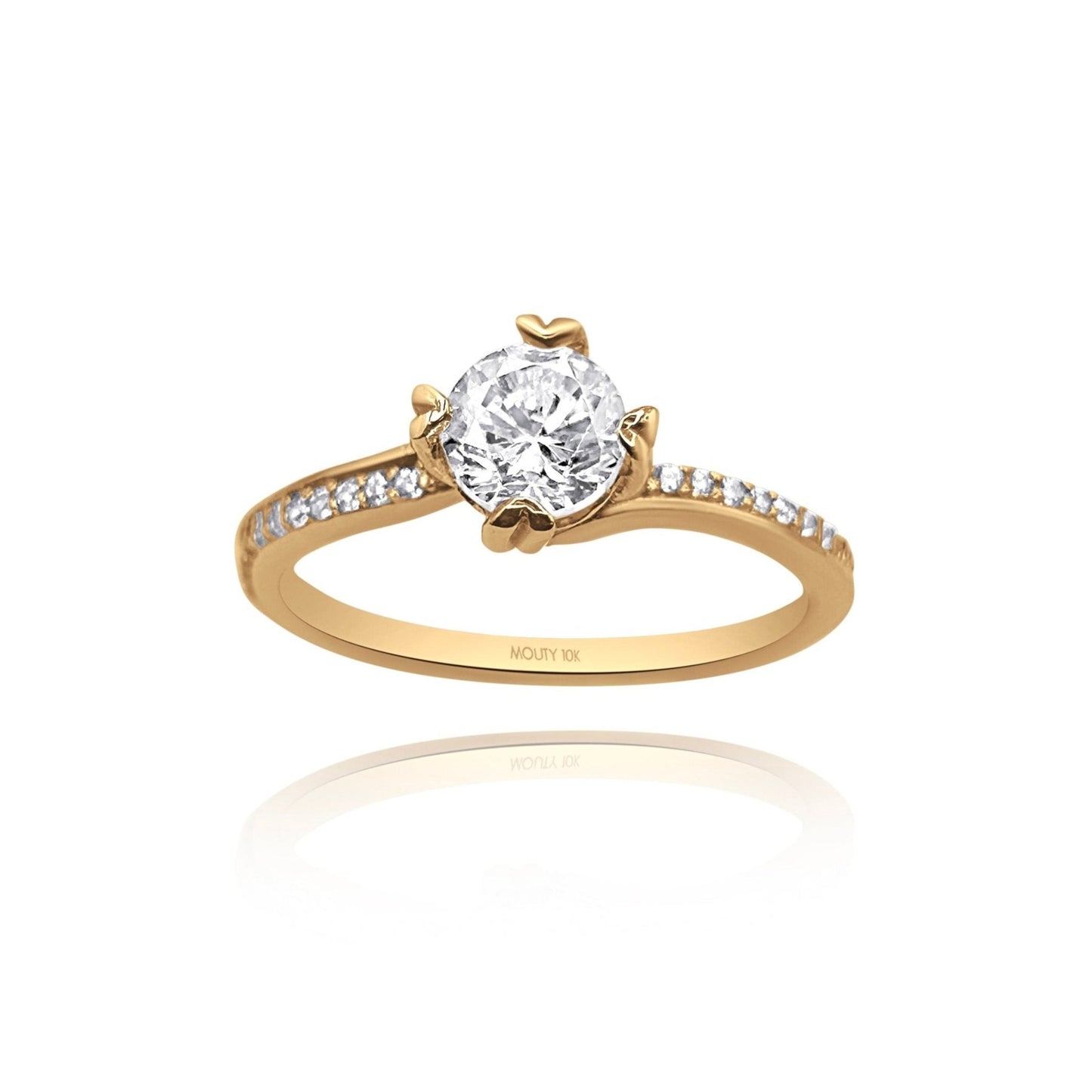 10k yellow gold ring with round zirconia Code: MAN315