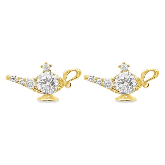 10k yellow gold crown heart studs with zircons Disney®️