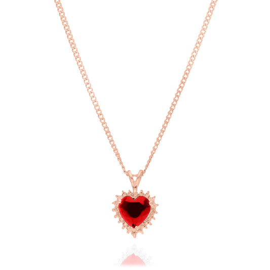 Collar Love en plata con recubrimiento rosa con circonia roja