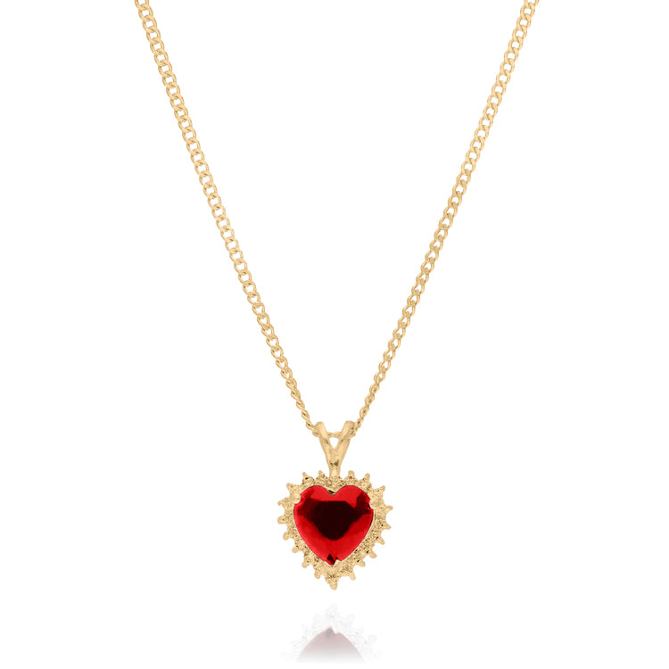 Collar Love en plata con recubrimiento amarillo con circonia roja