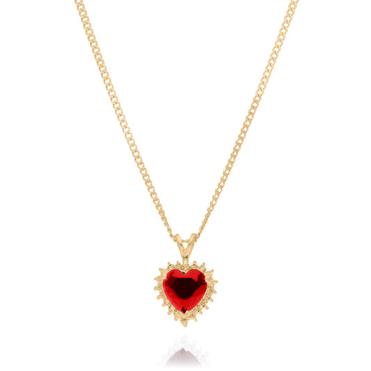 Collar Love en plata con recubrimiento amarillo con circonia roja