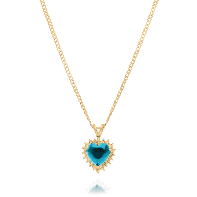 Collar Love en plata con recubrimiento amarillo con circonia azul cielo