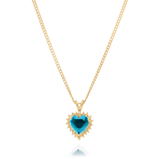 Collar Love en plata con recubrimiento amarillo con circonia azul cielo