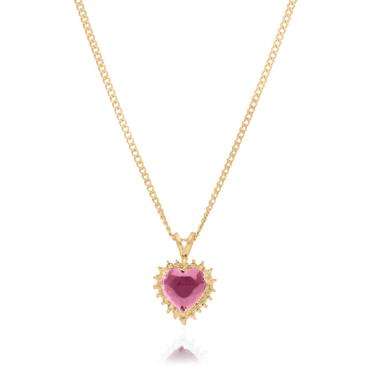 Collar Love en plata con recubrimiento amarillo con circonia rosa