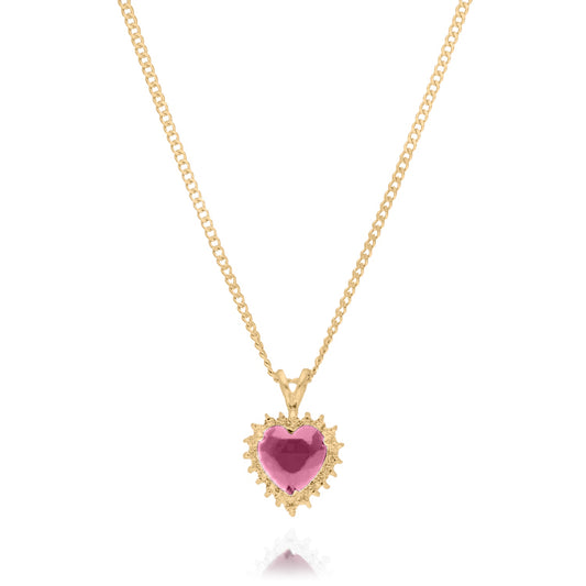 Collar Love en plata con recubrimiento amarillo con circonia rosa