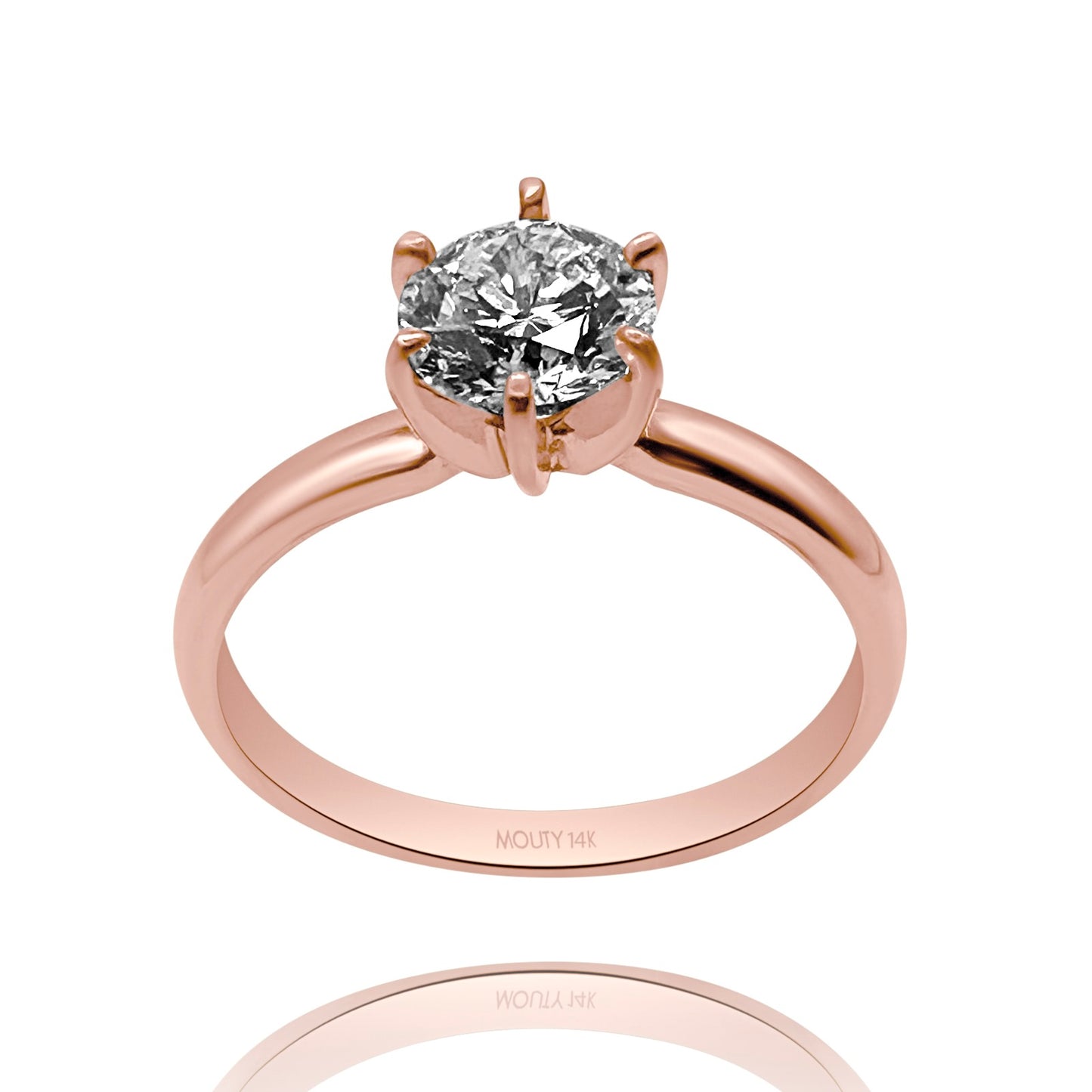 Anillo Amelie en Oro rosa 14k con diamante de laboratorio 1.0 ct