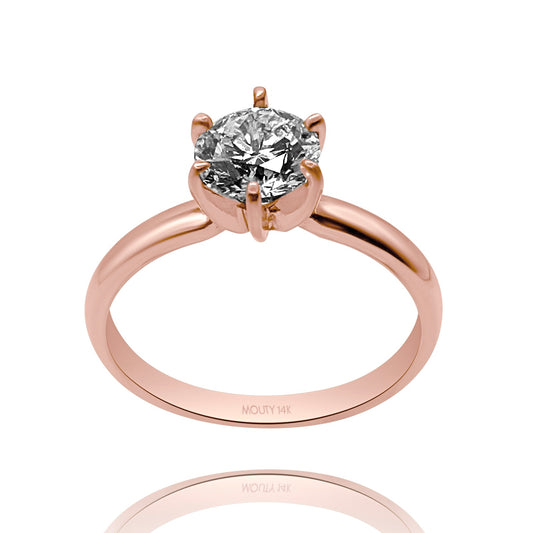 Anillo Amelie en Oro rosa 14k con diamante de laboratorio 1.0 ct