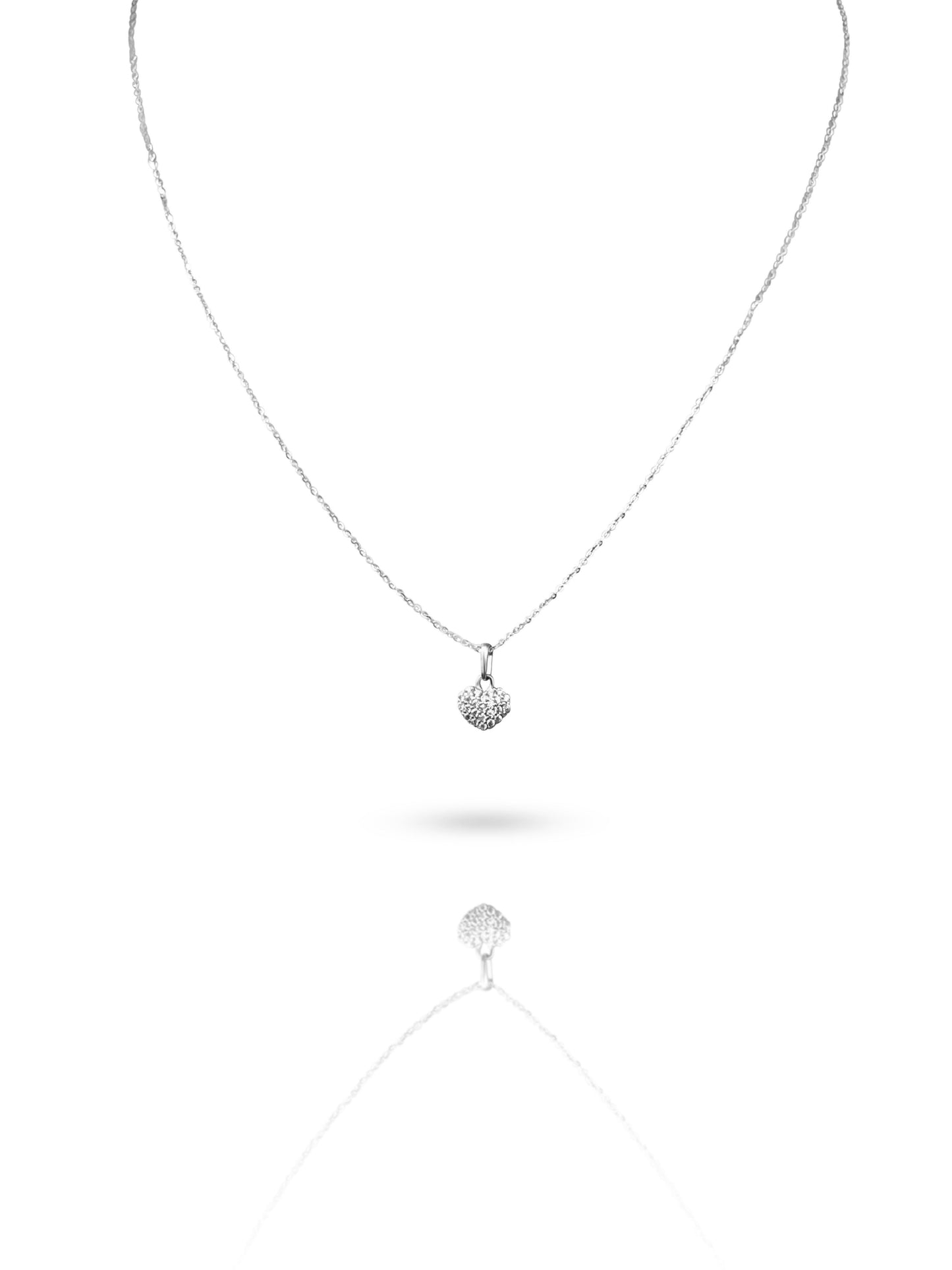 Heart necklace in 10k Italian white gold with zirconias