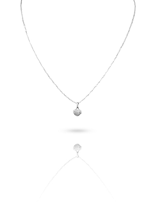 Heart necklace in 10k Italian white gold with zirconias