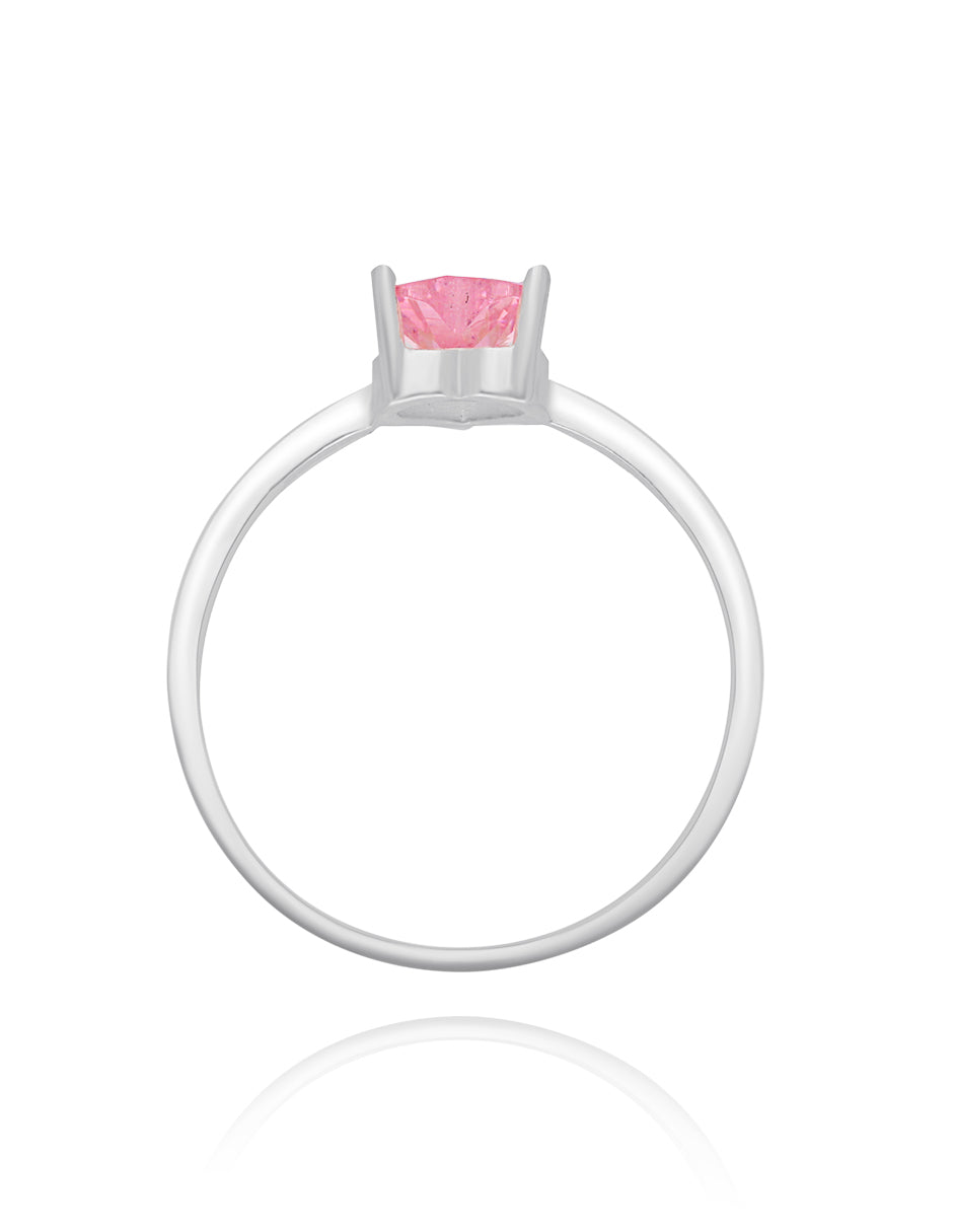 Anillo Zara en plata con circonia rosa