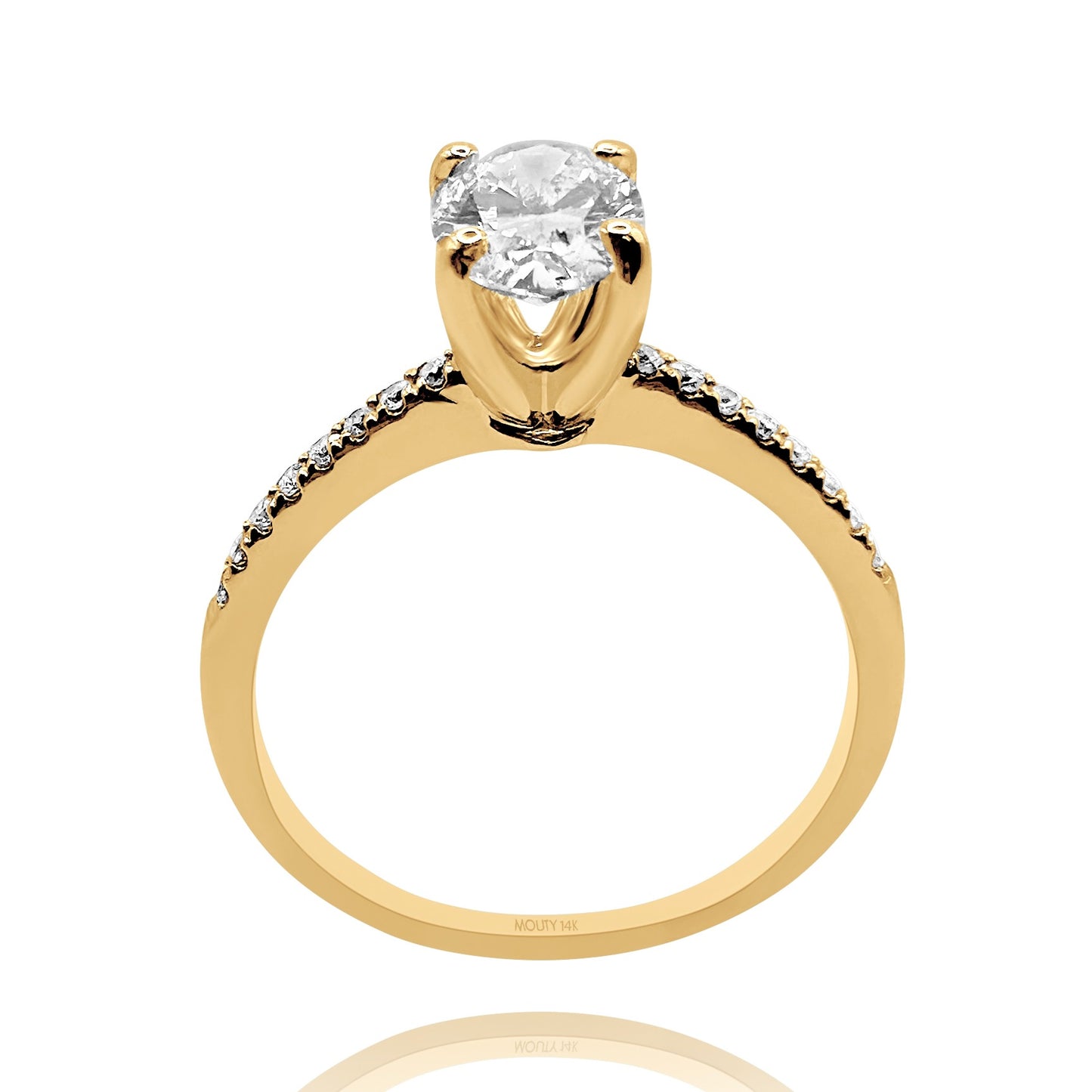 Anillo Emily en oro amarillo 14k con diamante de laboratorio 1.0 ct | laterales .12cts