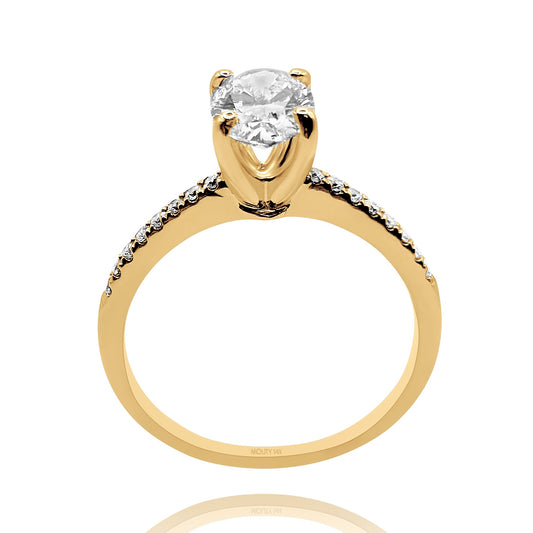 Anillo Emily en oro amarillo 14k con diamante de laboratorio 1.0 ct | laterales .12cts