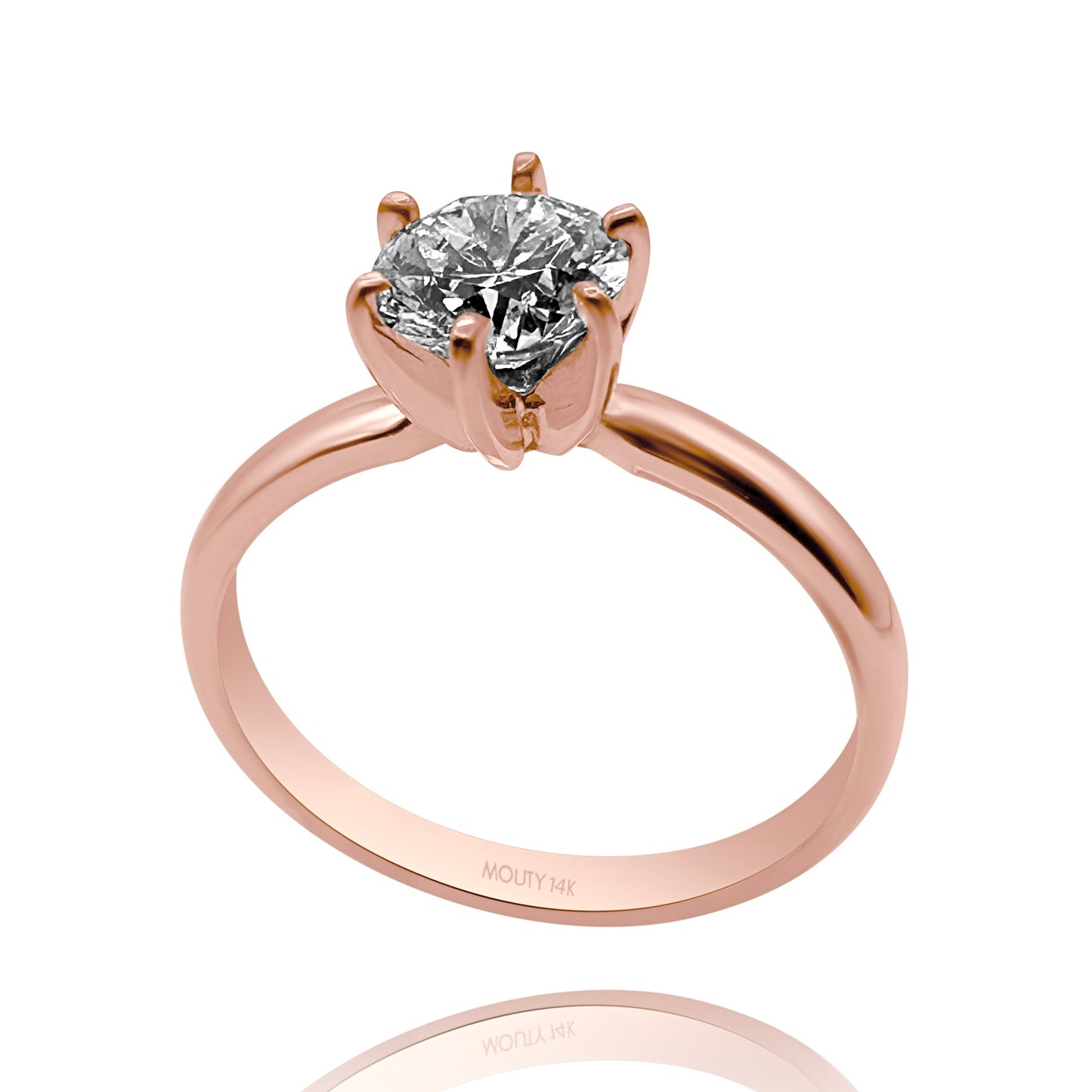 Anillo Amelie en Oro rosa 14k con diamante de laboratorio 1.0 ct