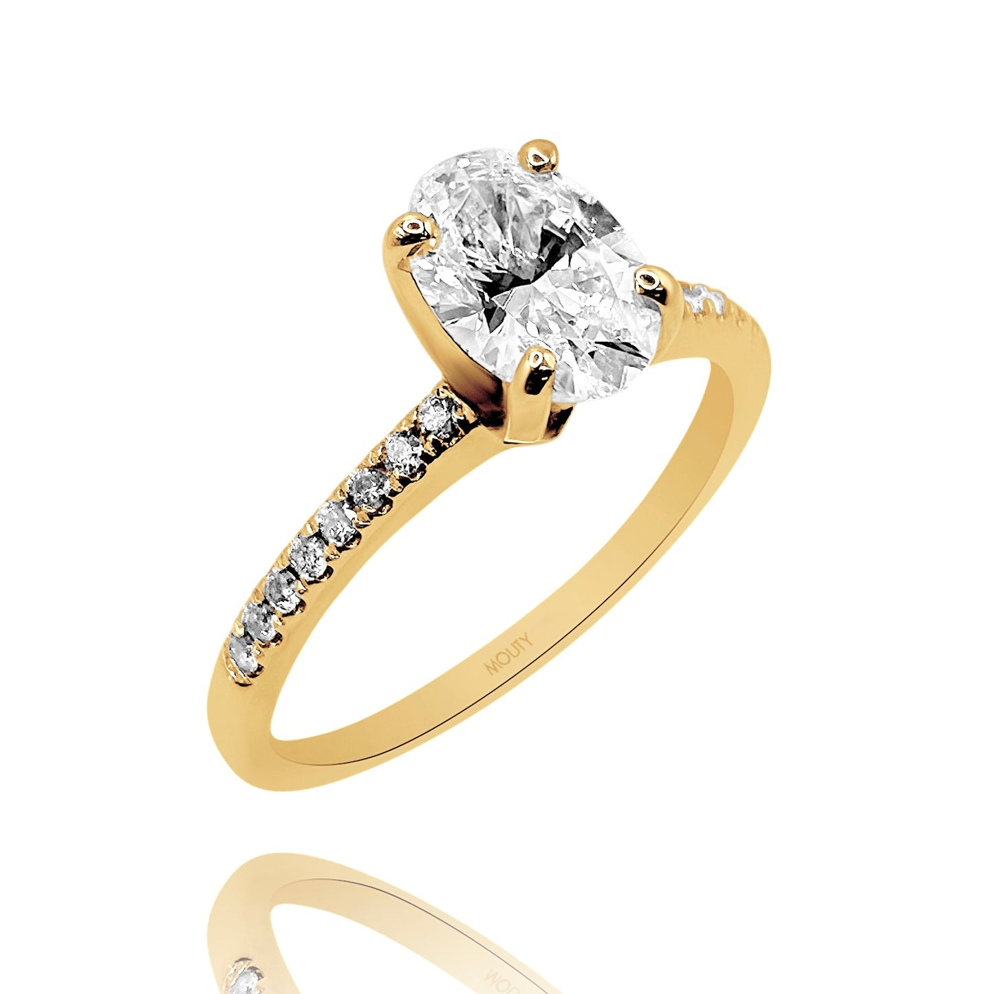 Anillo Emily en oro amarillo 18k con diamante de laboratorio 1.0 ct | laterales .12cts