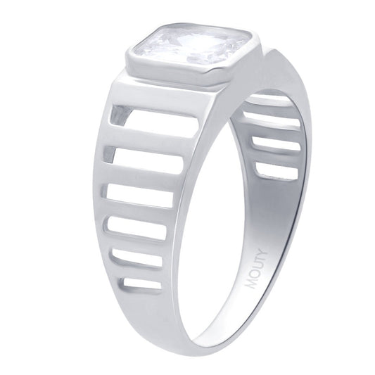 MOD16 ring in 10k white gold with white zirconia