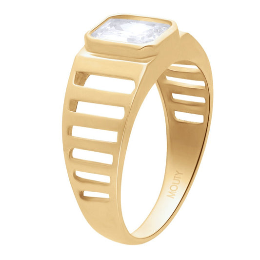 MOD16 ring in 10k yellow gold with white zirconia