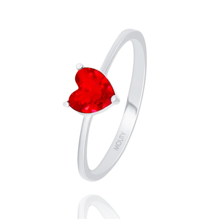 Anillo Zara en plata con circonia roja