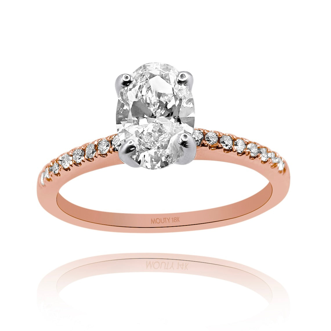 Anillo Emily en oro rosa y oro blanco 18k con diamante de laboratorio 1.0 ct | laterales .12cts