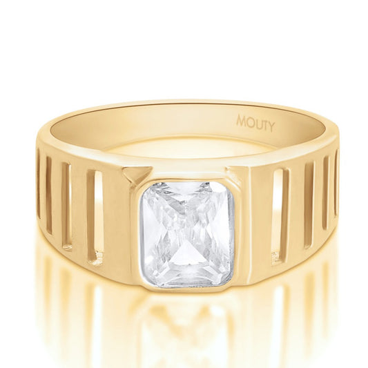 MOD16 ring in 10k yellow gold with white zirconia