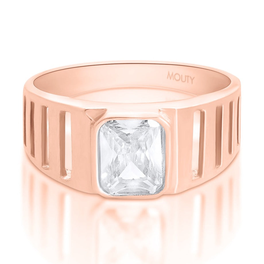 MOD16 ring in 10k rose gold with white zirconia