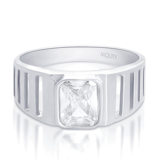 MOD16 ring in 10k white gold with white zirconia