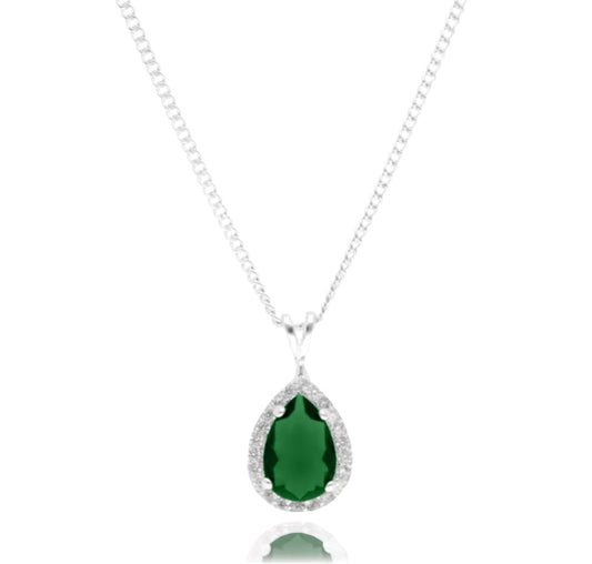 Collar Polet en plata con recubrimiento de rodio con circonia verde inspirado en Hurrem