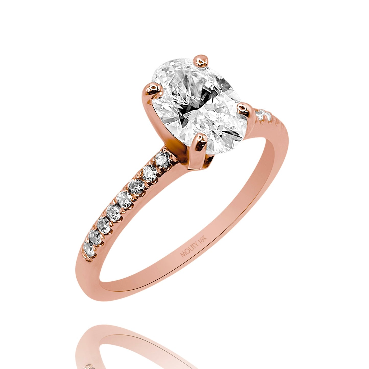 Anillo Emily en oro rosa 18k con diamante de laboratorio 1.0 ct | laterales .12cts