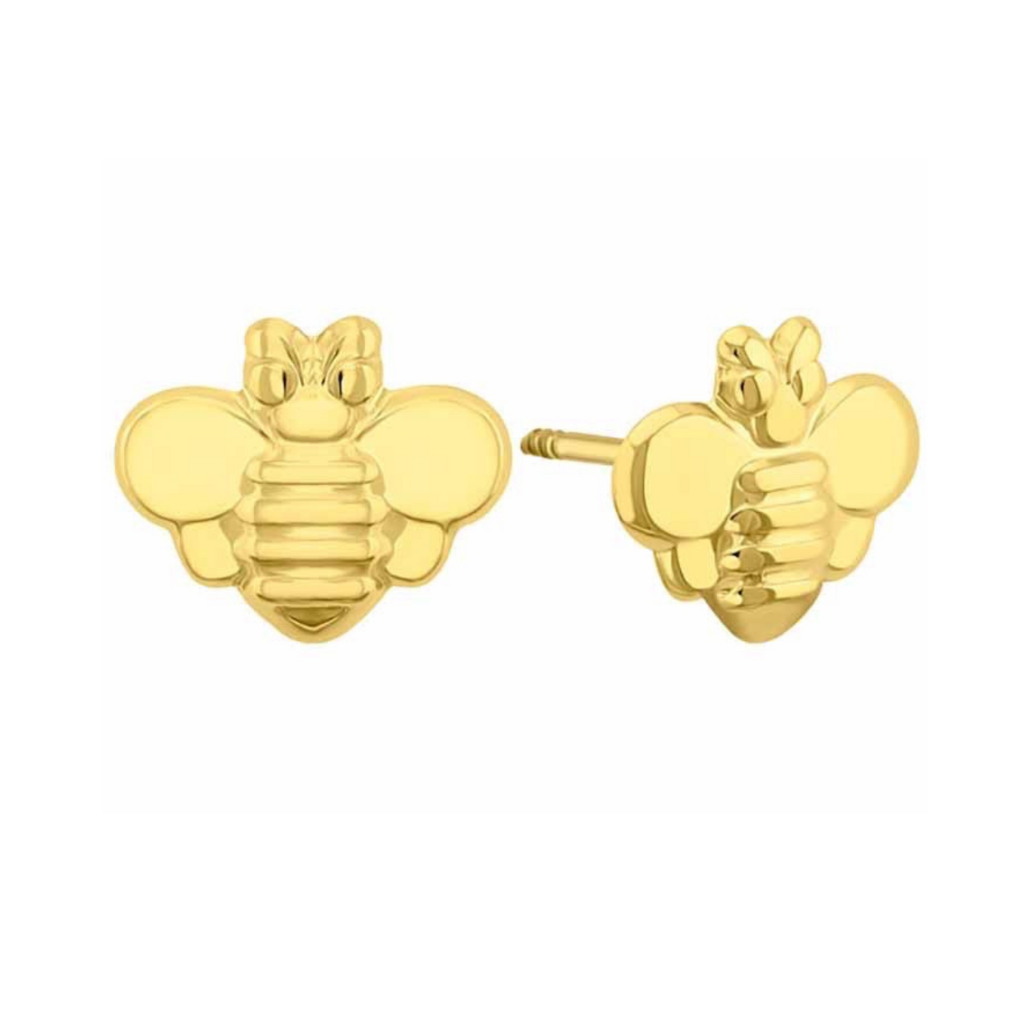 Broqueles abeja troqueladas en oro 10k amarillo liso  Cod: 14293 6.5mm