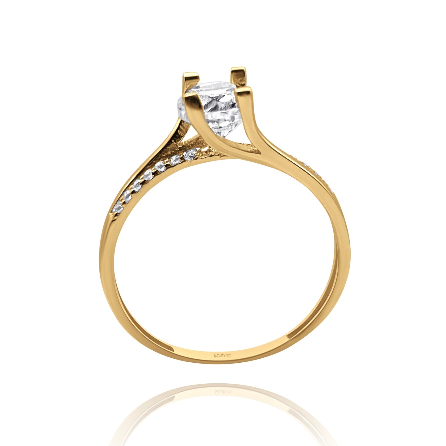 10k yellow gold ring with round zirconia Code: MAN315