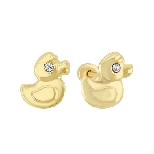 Broqueles pato mar en oro 10k amarillo con circonia Cod: 14297 6.5mm