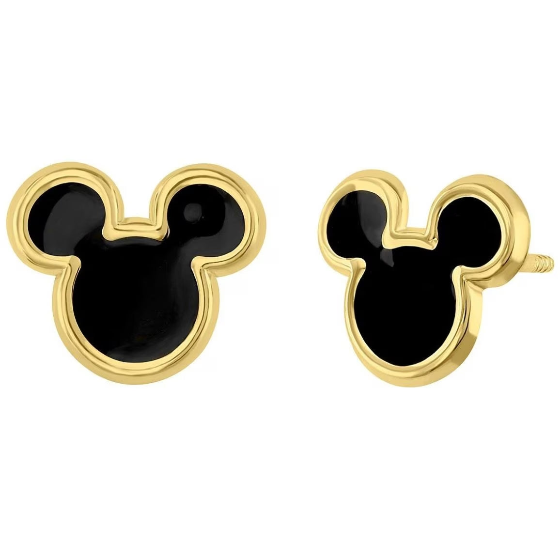 Broqueles Mickey troquelado basic esmaltado oro amarillo 10k Disney®️ 6.5mm