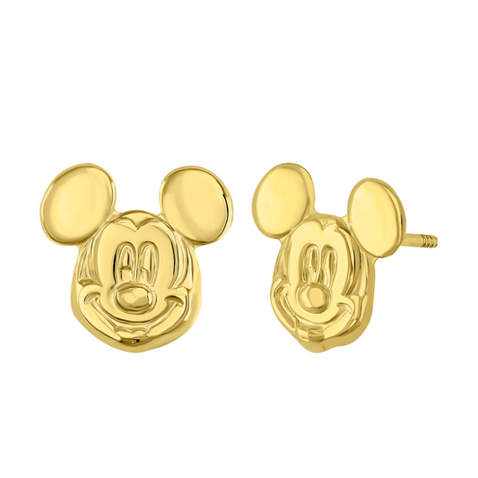 Broqueles Mickey face en oro amarillo 10k Disney®️ 7mm