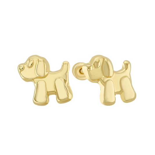 Broqueles perro en oro 10k amarillo Cod: 14298 5mm