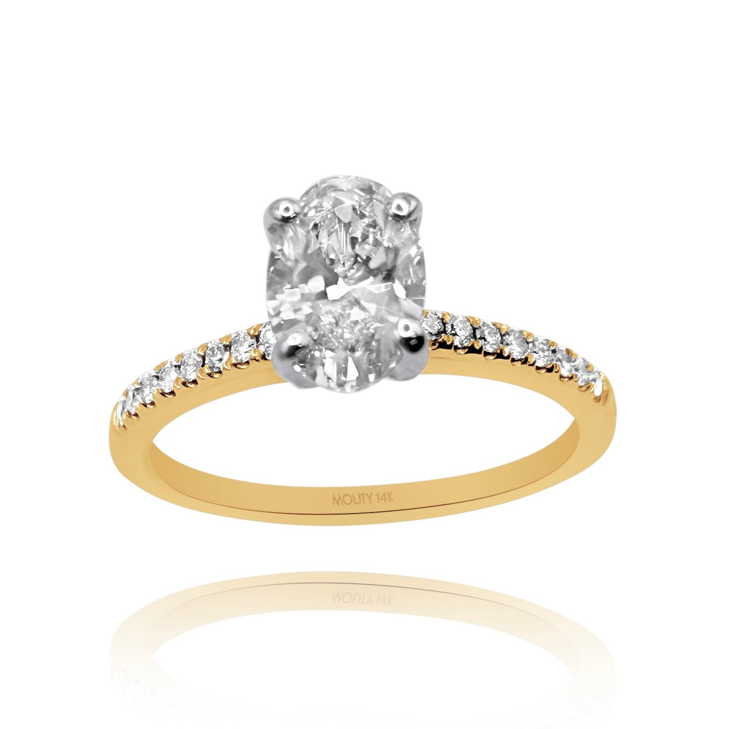 Anillo Emily en oro amarillo y oro blanco 14k con diamante de laboratorio 1.0 ct | laterales .12cts