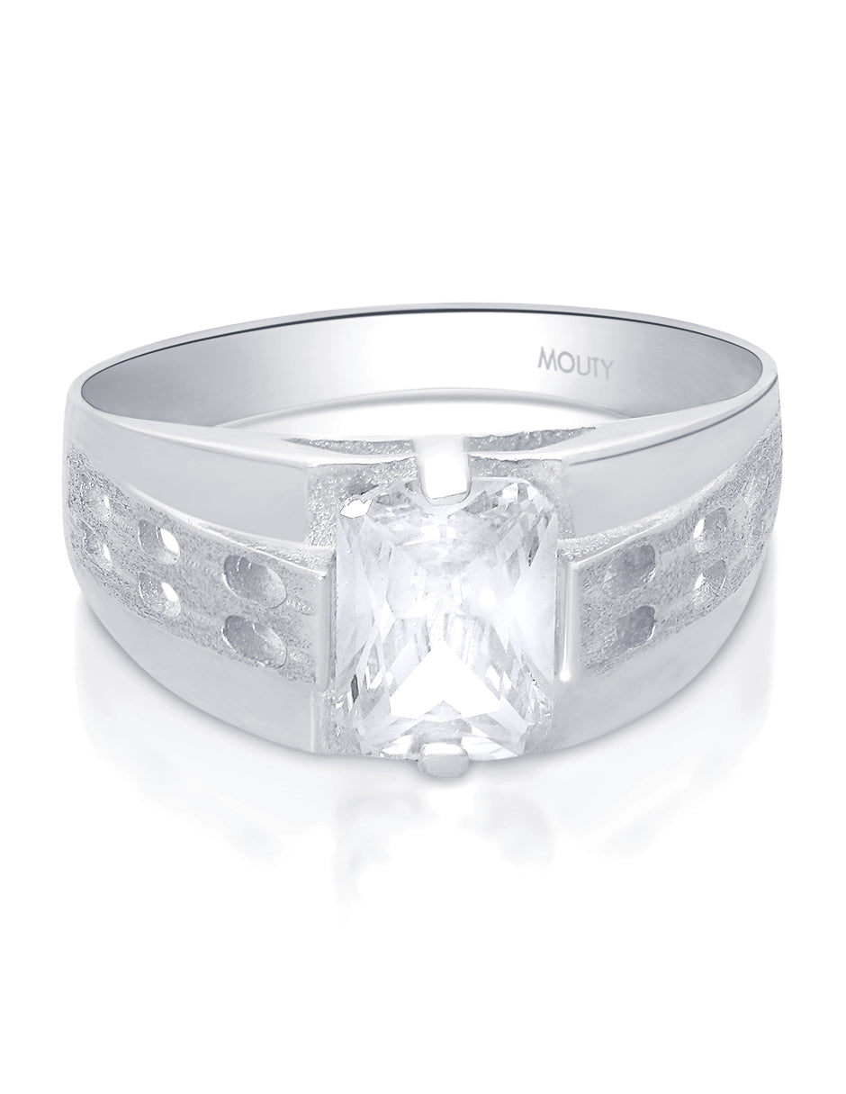 MOD16 ring in 10k white gold with white zirconia