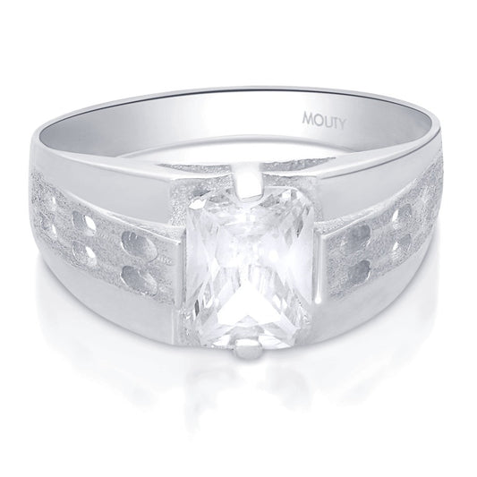 MOD14 ring in 10k white gold with white zirconia