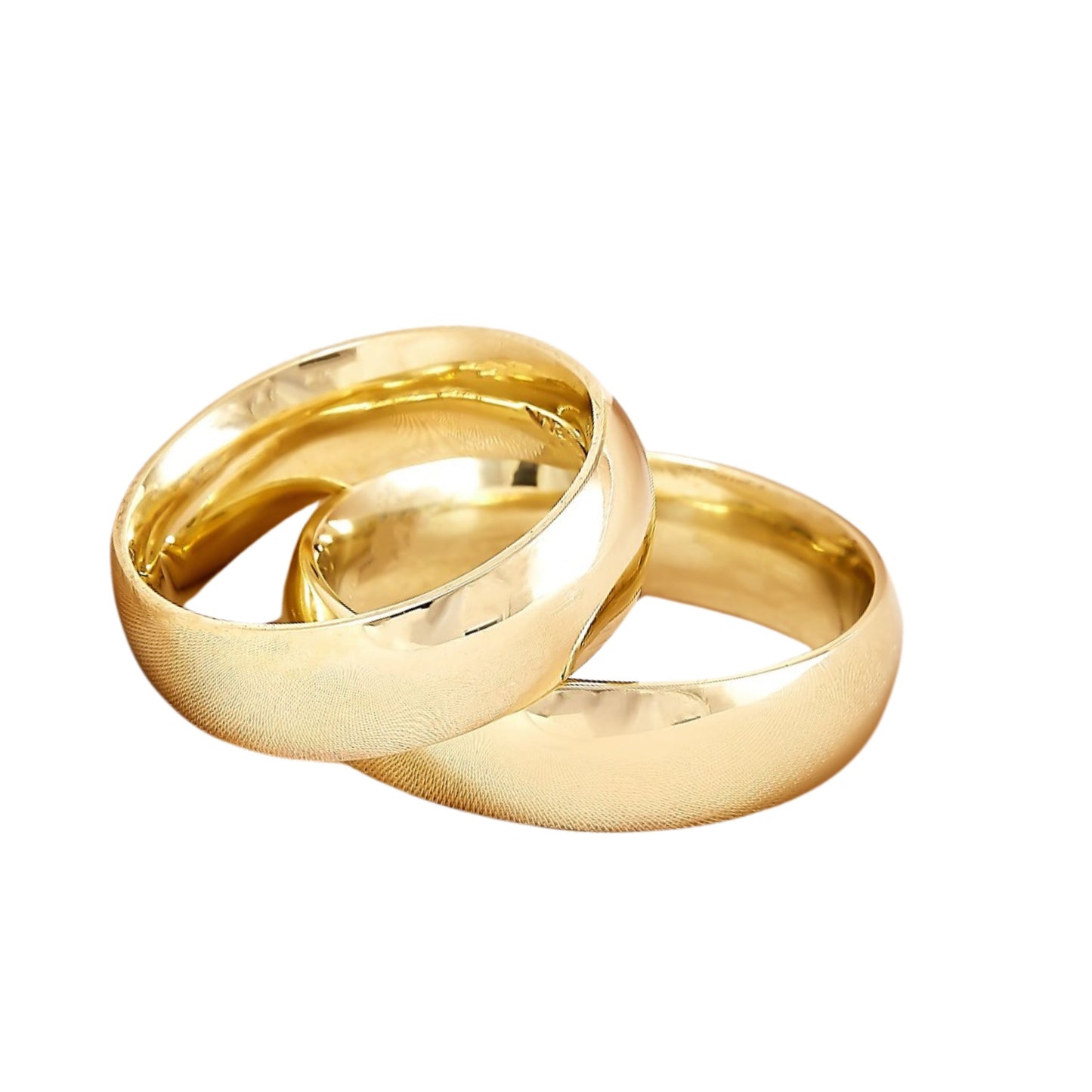 Dúo de argollas lisas AA WIllow en oro amarillo de 14k (6mm) Confort huecas