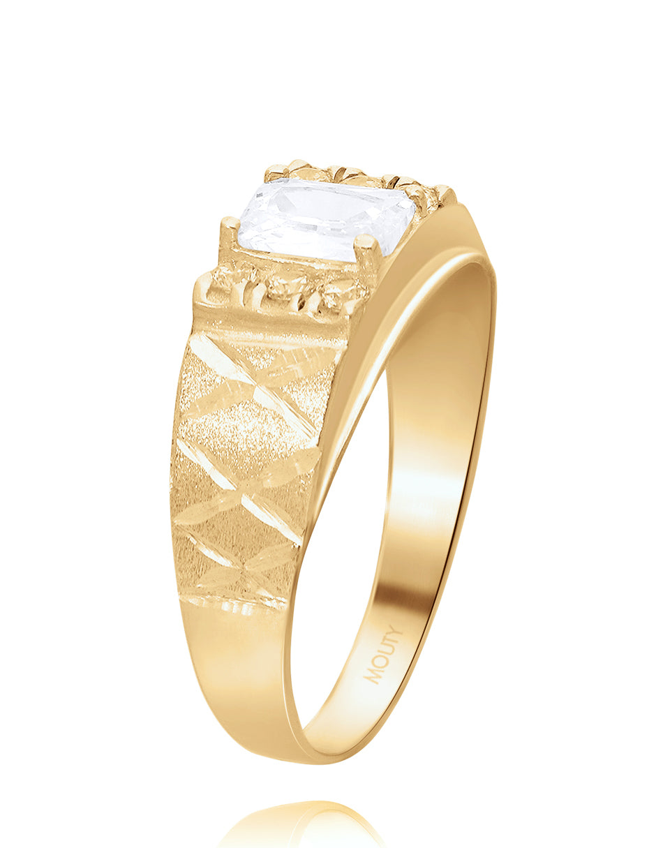 Anillo MOD15 en Oro amarillo 14k con circonia blanca