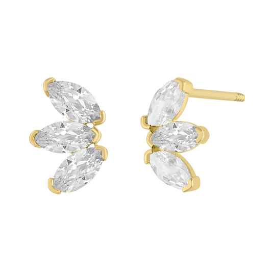 10k yellow gold die-cut bee studs with zircons Code: 14293 6.5mm