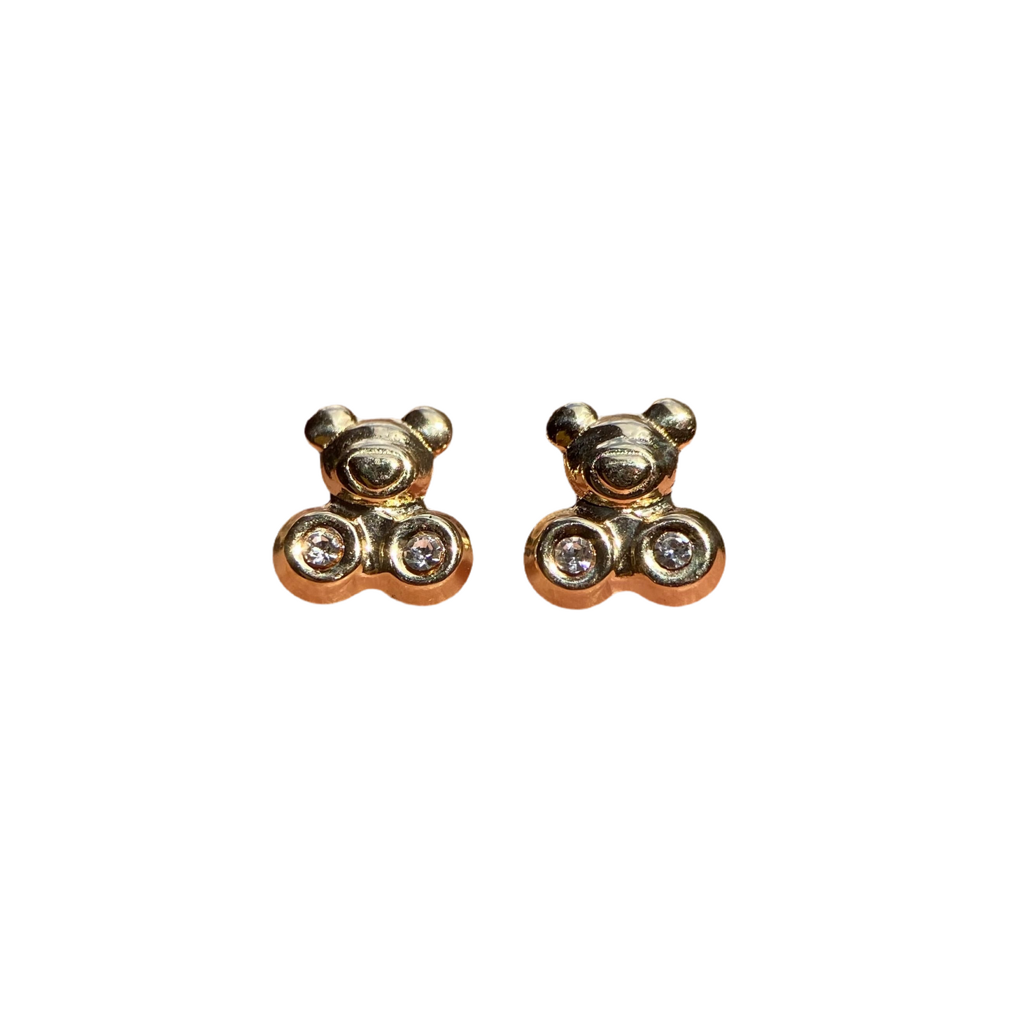 Teddy bear studs in 10k yellow gold with zircons Code: 14294 7mm