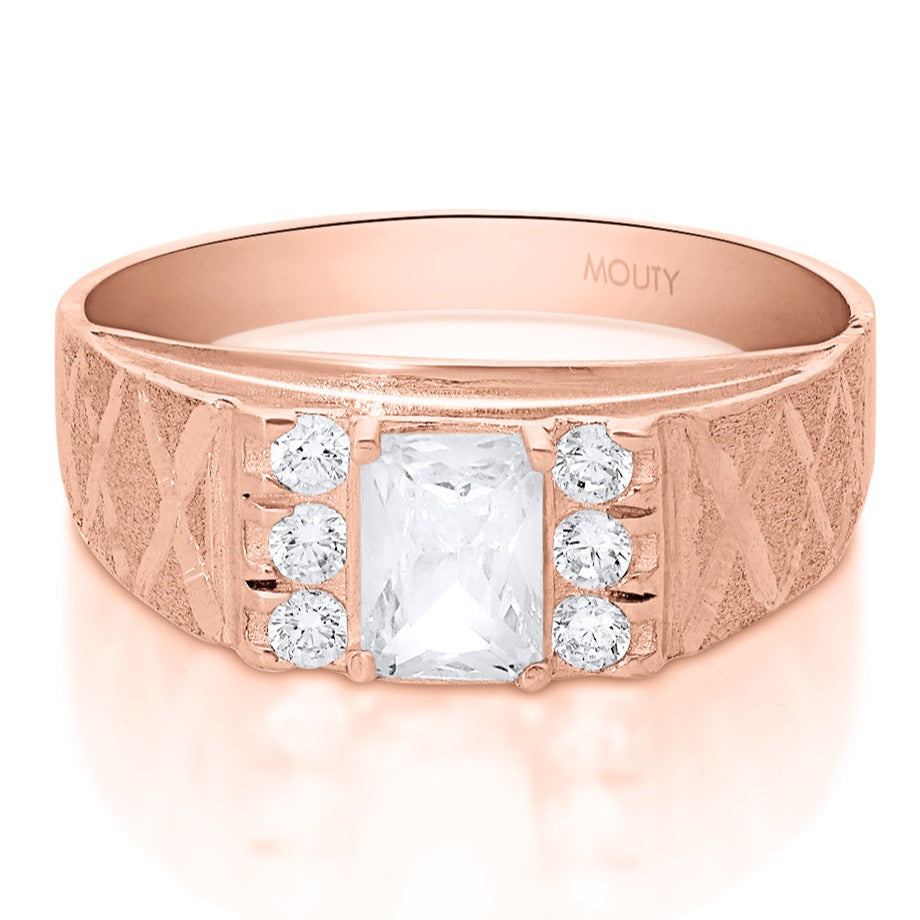 MOD15 ring in 10k rose gold with white zirconia