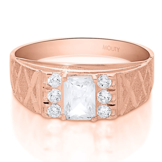 MOD15 ring in 10k rose gold with white zirconia