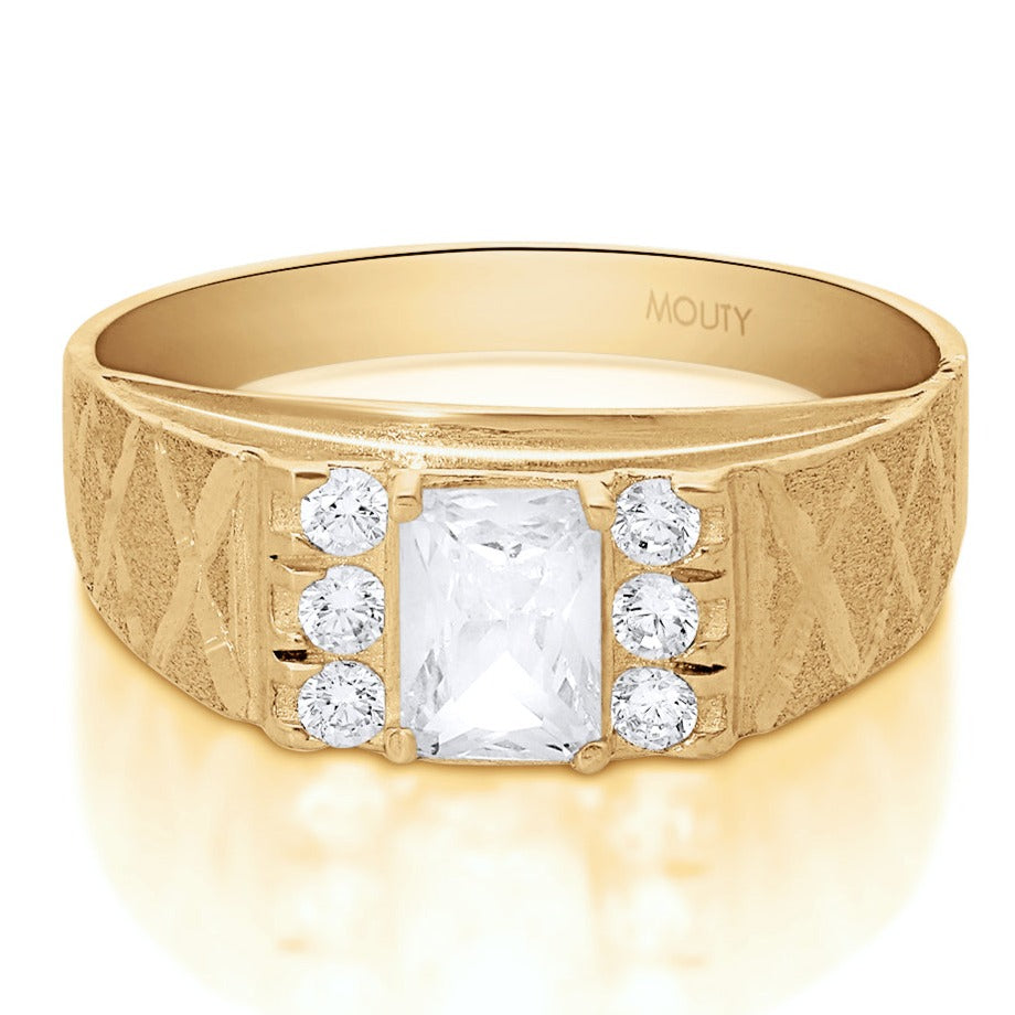 Anillo MOD15 en Oro amarillo 14k con circonia blanca