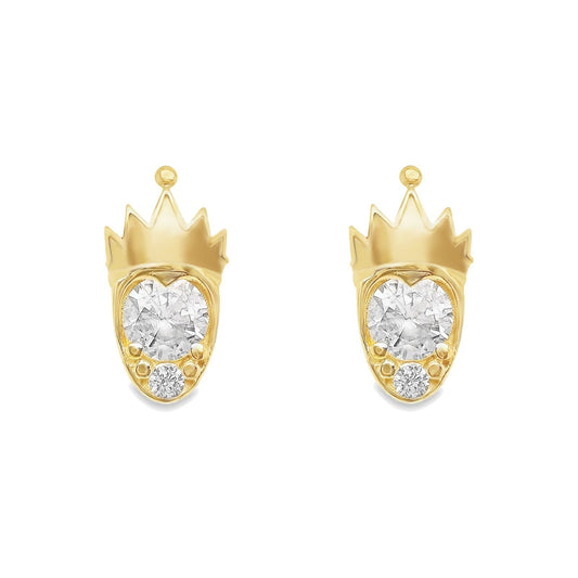 10k yellow gold crown heart studs with zircons Disney®️