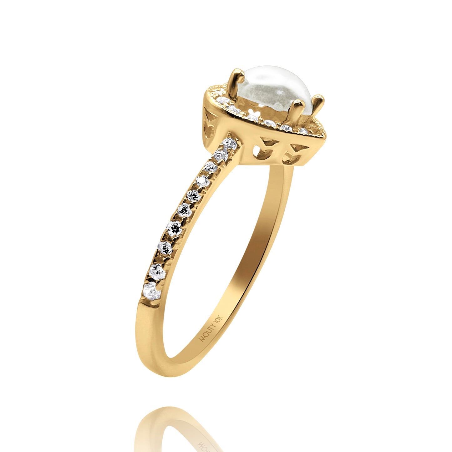 10k yellow gold ring with round zirconia Code: MAN315