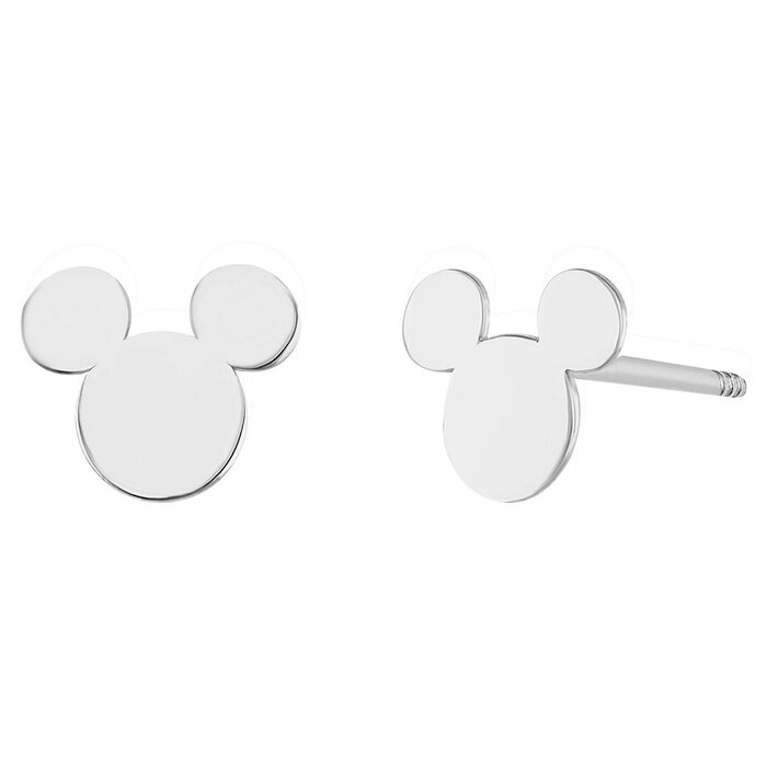 Broqueles bl Mickey polish oro blanco 10k Disney®️ 6mm